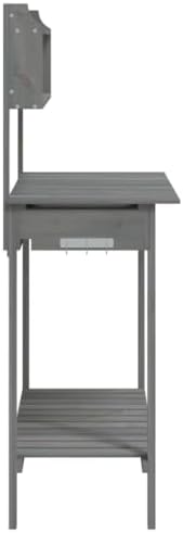 Potting Table with Sink, Solid Wood Garden Workstation, Outdoor Planting Bench with Drawer and Storage Shelves, 147.5x44x139.5 cm