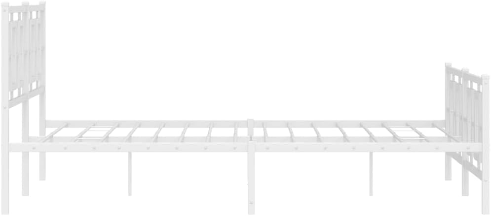 White Powder-Coated Steel King Bed Frame, Rectangular Metal Platform for King Size Mattress, Modern Bedroom Furniture with Under-Bed Storage
