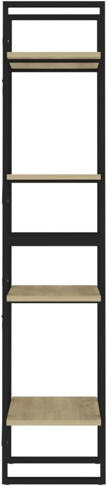 4-Tier Book Cabinet, Industrial Open Bookshelf with Sonoma Oak Shelves and Black Metal Frame, Modern Storage Display Rack for Living Room and Office, 55.1 Inches Tall