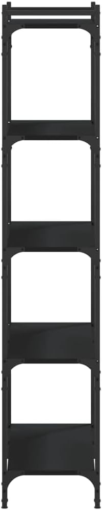 5-Tier Industrial Bookcase, Black Engineered Wood Bookshelf with Metal Frame, Adjustable Shelves for Living Room Office Storage, 31.5' Wide