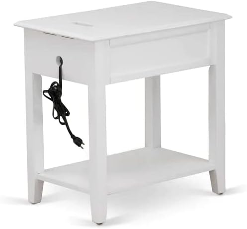 East West Furniture FN08K-1DE05 2-Piece Fannin Bedroom Set with 1 Wood Bed Frame and 1 Modern Nightstand - Reliable and Durable Construction - Mist Beige Linen Fabric