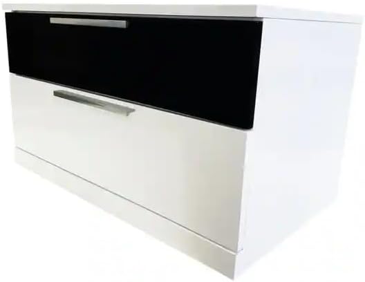 4Pc Eastern King Size Modern Bedroom Set, White/Black Lacquer Finish Wood Bed with 2X Nightstand and Tallboy, Luxury Bedroom Furniture
