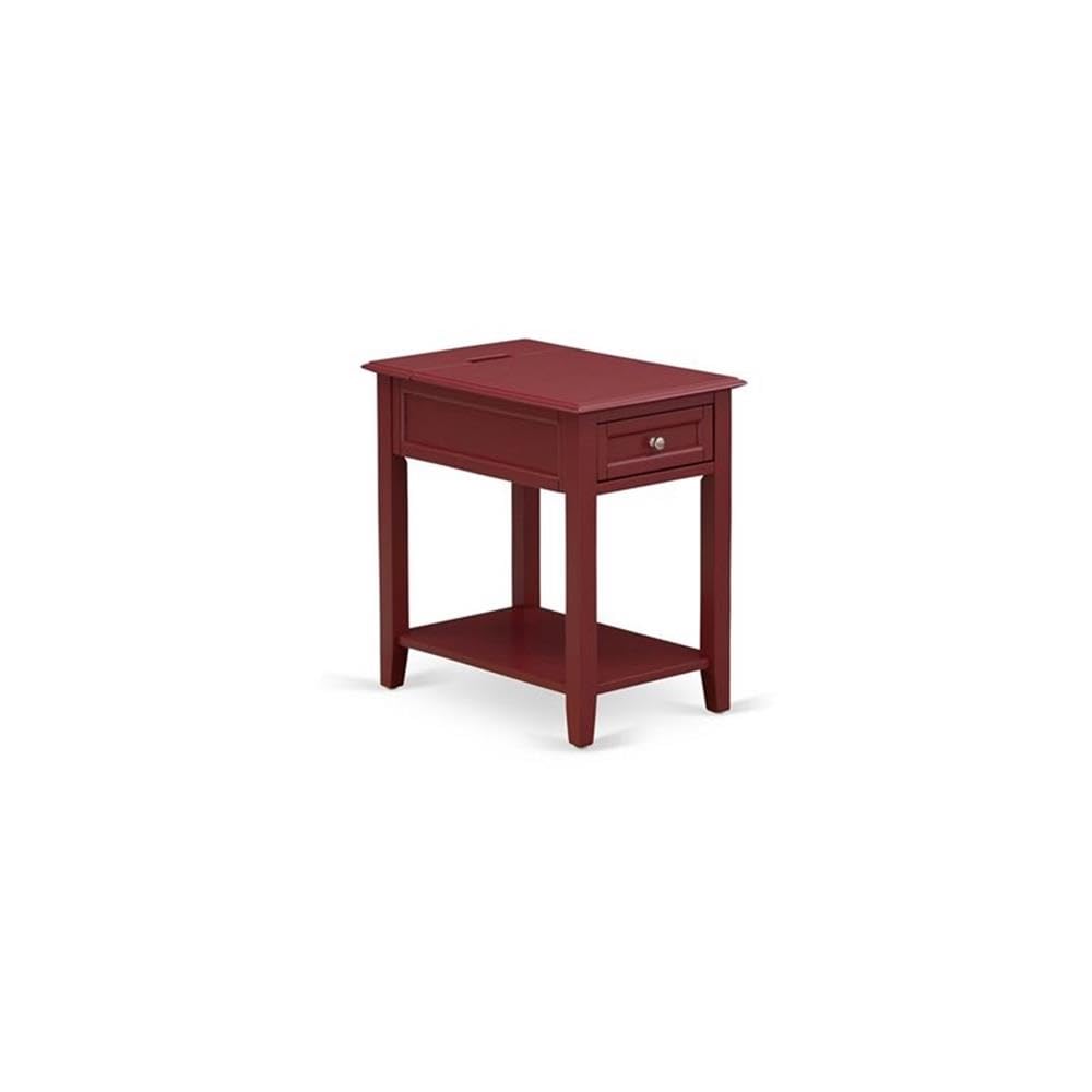 East West Furniture NL14F-1DE13 2 Piece Bed Set - Full Size Button Tufted Bed Frame - Brown Taupe Velvet Fabric Upholstered Headboard and a Burgundy Finish Nightstand