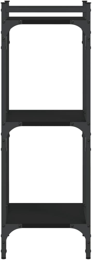 Black Engineered Wood Bookcase with Adjustable Shelves, Industrial Design, 33.9-Inch Tall, for Living Room, Home Office, and Bedroom Storage