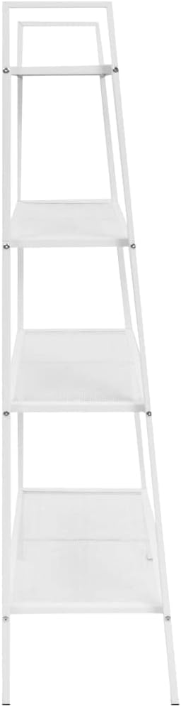 White Metal Steel Display Shelf, 4-Tier Ladder Storage for Books, Plants, Decor, 14x24.4x58.3 in, Matte Finish, Indoor Home Storage