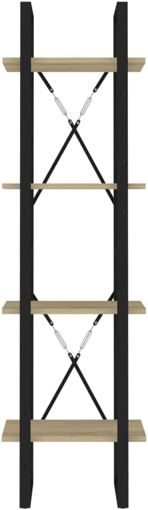 4-Tier Book Cabinet, Industrial Open Bookshelf with Sonoma Oak Shelves and Black Metal Frame, Modern Storage Display Rack for Living Room and Office, 55.1 Inches Tall