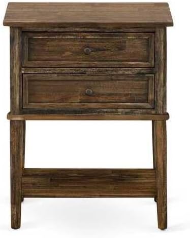 HomeStock Timeless Tradition 2-Piece Platform King Bedroom Set with Button Tufted Bed Frame and 1 Distressed Jacobean End Table - Dark Brown Faux Leather with Black Texture and Black Legs