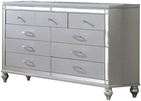 Sterling Full 5 PC LED Bedroom Set Made with Wood in Silver Color
