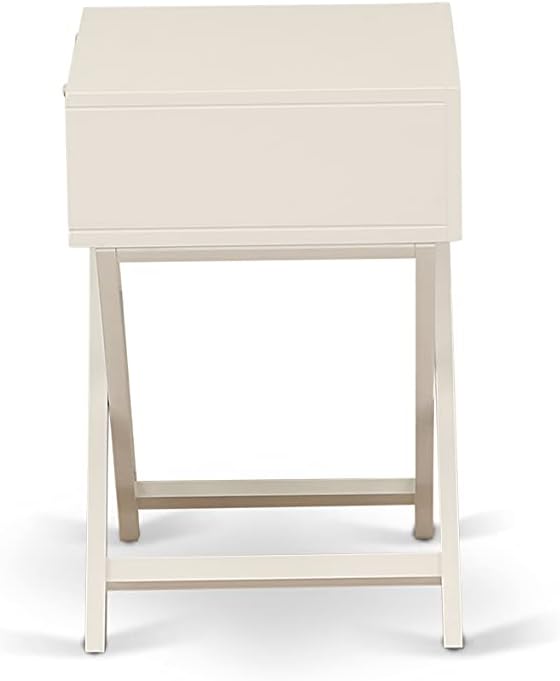 East West Furniture FN08K-1HAE0 2-Piece Fannin Bedroom Set with 1 King Size Bed and a Linen White Modern Nightstand - Reliable and Durable Construction - Mist Beige Linen Fabric Bed