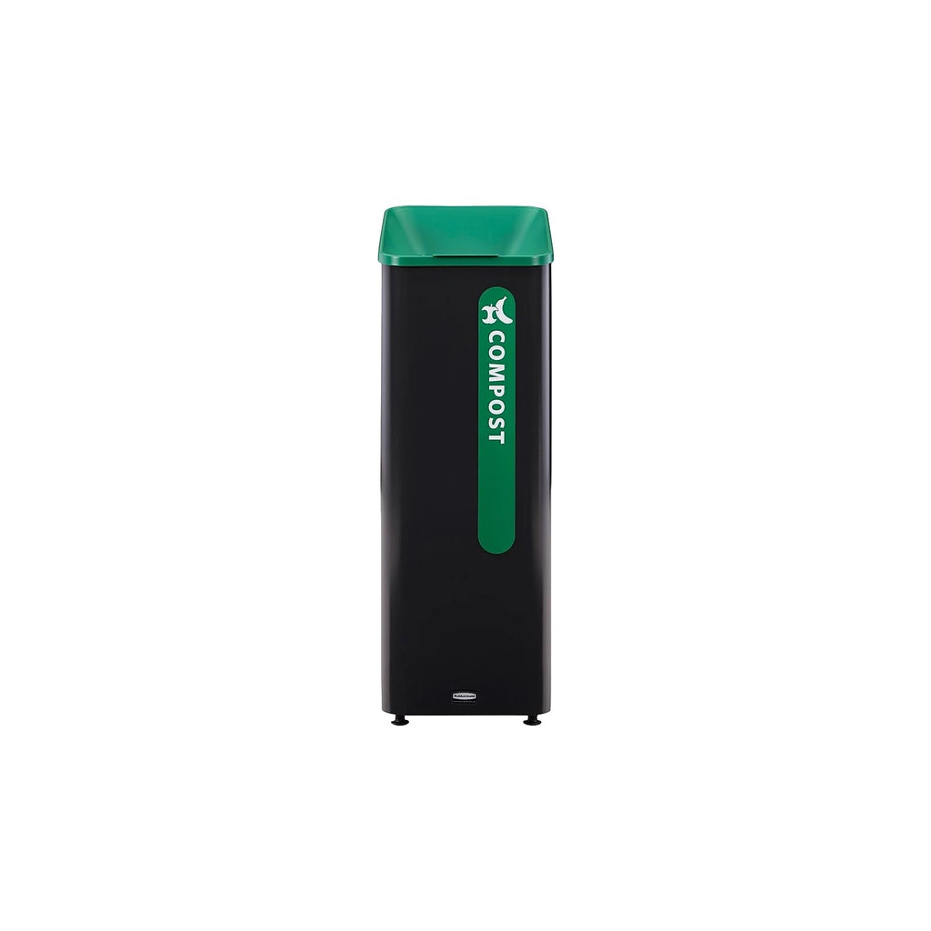 Rubbermaid Commercial Products Sustain Decorative Container, 15 Gallon Trash Can, Black/Green, Indoor for Office Buildings/Food Courts/Fast Casual Restaurants