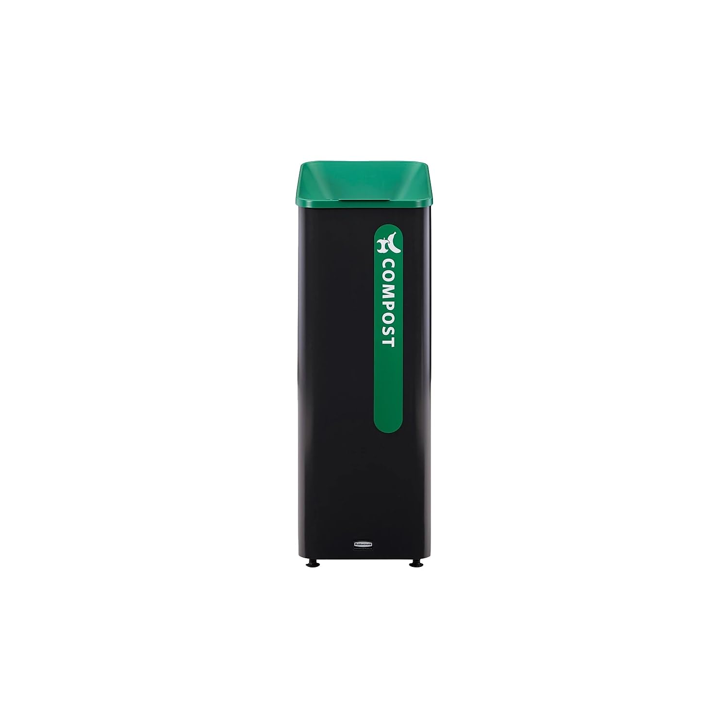 Rubbermaid Commercial Products Sustain Decorative Container, 15 Gallon Trash Can, Black/Green, Indoor for Office Buildings/Food Courts/Fast Casual Restaurants