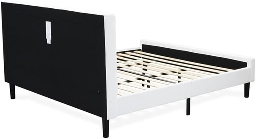East West Furniture NL19K-1VL14 2 Piece Bedroom Set - Button Tufted King Size Bed - Linen white Velvet Fabric Upholstered Headboard and an Urban Gray Finish Nightstand