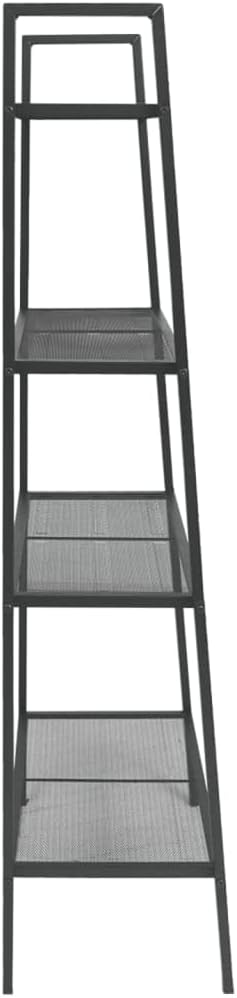 Anthracite Metal Bookcase, Large Rectangular Storage Shelves for Living Room, 4-Tier Industrial Ladder Book Case, Durable Steel Home Storage Organizer
