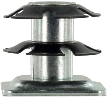 Outwater Industries Double Star Threaded Caster Insert | Heat Treated Steel | Fits 1-1/8 Inch Square 16-18 Gauge Tube | Thread: 3/8-16 | 100 Pack