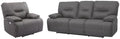 Pemberly Row Contemporary Power Reclining Sofa and Recliner Set, Haze Upholstery, 88' W Sofa and 42' W Chair, USB Charger, Wall-Hugger Design, Foam Cushioned Seating, Living Room Furniture