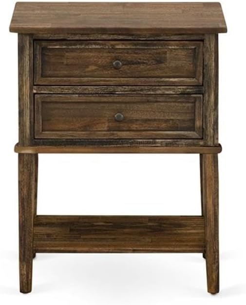 East West Furniture FN08K-1VL07 2-Piece Fannin Bedroom Set with 1 King Bed Frame and an End Table - Reliable and Sturdy Construction - Mist Beige Linen Fabric