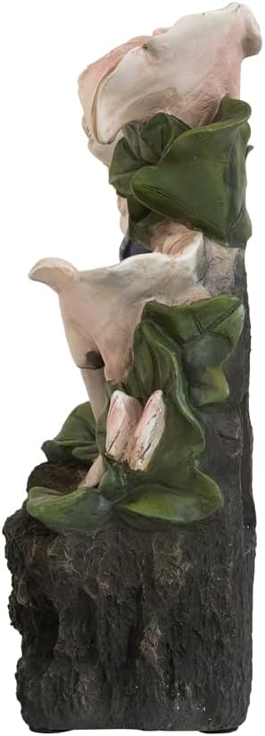 8.9x4.7x13.4 Decorative 3 Tier Tabletop Water Fountain with Fairy and LED Light, Angel Girl with Pink Flower Design, for Indoor Tabletop and Outdoor