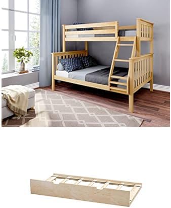 Max & Lily Classic Twin Over Full Bunk Bed with Trundle, Natural