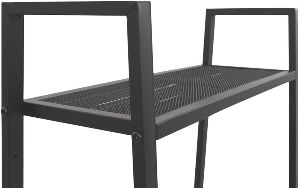 Anthracite Metal Bookcase, Large Rectangular Storage Shelves for Living Room, 4-Tier Industrial Ladder Book Case, Durable Steel Home Storage Organizer