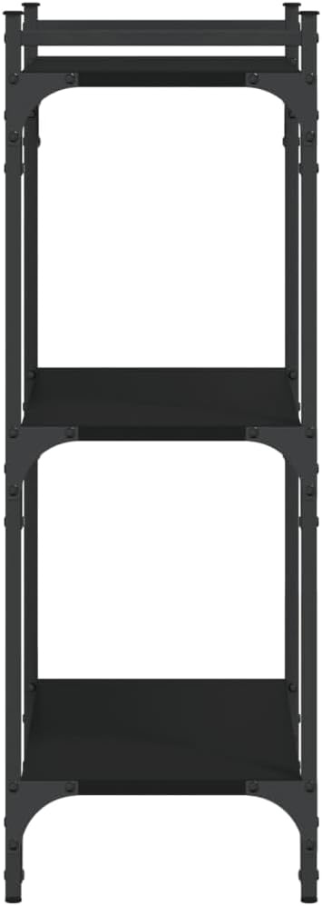 Industrial 3-Tier Bookcase, Black Engineered Wood & Metal Frame, 23.6' x 11.8' x 33.9' Storage Shelf for Living Room, Office, Bedroom Organization
