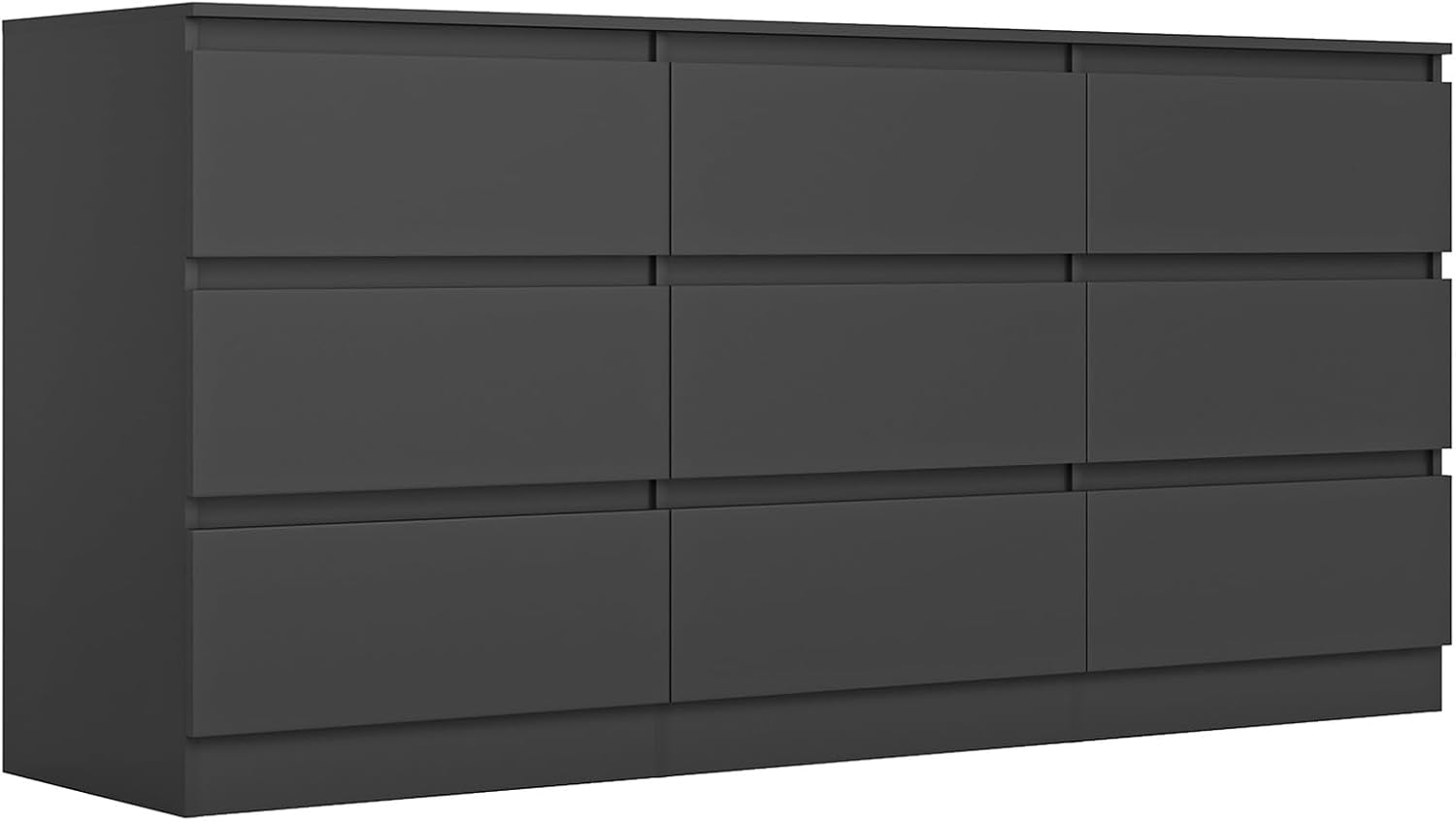 Vibe & Dine 9 Drawer Dresser, 59.1' Long Dresser for Bedroom Free Handle, Modern Wooden Chest of Drawers with Wide Storage for Living Room, Black
