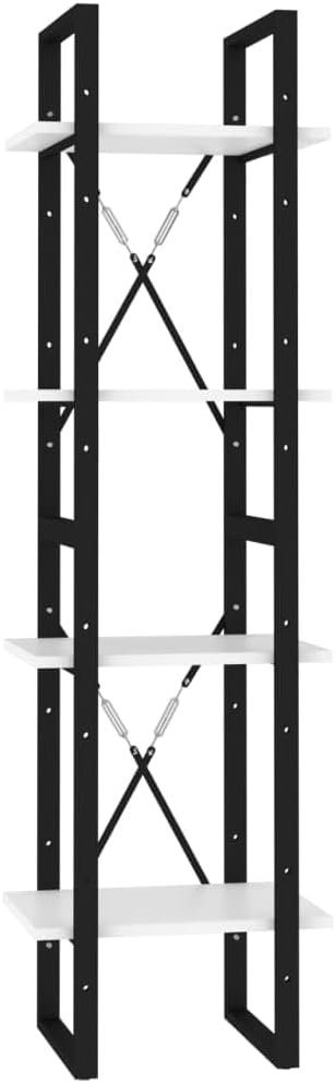 4-Tier Wall Mounted Book Cabinet, Modern Engineered Wood Floating Shelves for Living Room Home Office, Space Saving Storage Organizer, Matte White