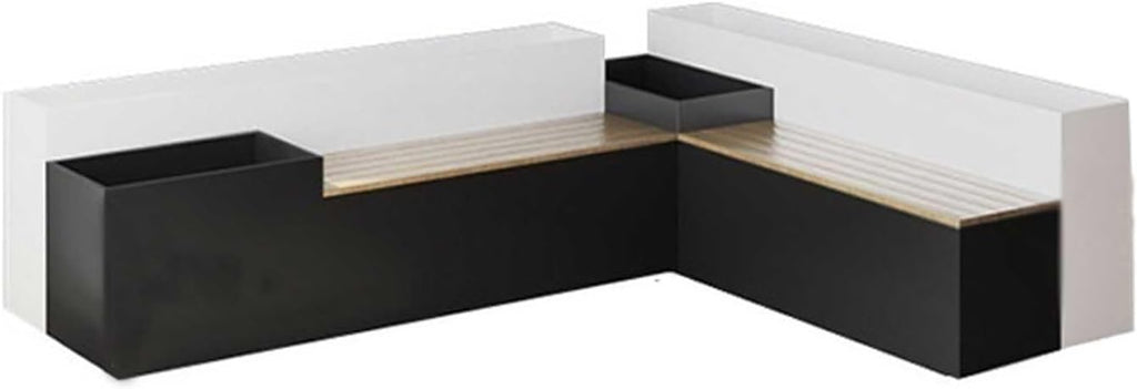 Bench with Planter Box, Outdoor corner Bench with Large Raised Beds 2 Planter Boxes, metal Raised Garden Bed, Weather-Resistant Deep Planter Boxes for Flowers Fruit Vegetable, DIY Assembly Garden Benc