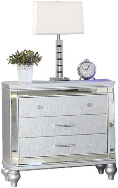 Sterling Full 5 PC LED Bedroom Set Made with Wood in Silver Color