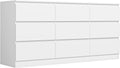 Vibe & Dine White Dresser 9 Drawer, Modern Long Dresser for Bedroom, Wood Chest of Drawers with Wide Storage for Living Room