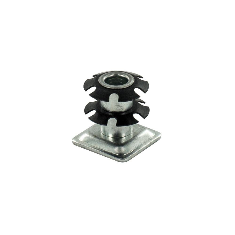 Outwater Industries Double Star Threaded Caster Insert | Heat Treated Steel | Fits 1 Inch Square 16-18 Gauge Tube | Thread: 3/8-16 | 100 Pack