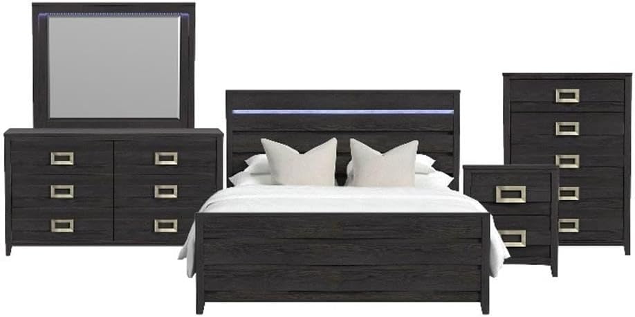 Picket House Chett King 5PC Bedroom Set with LED in Black
