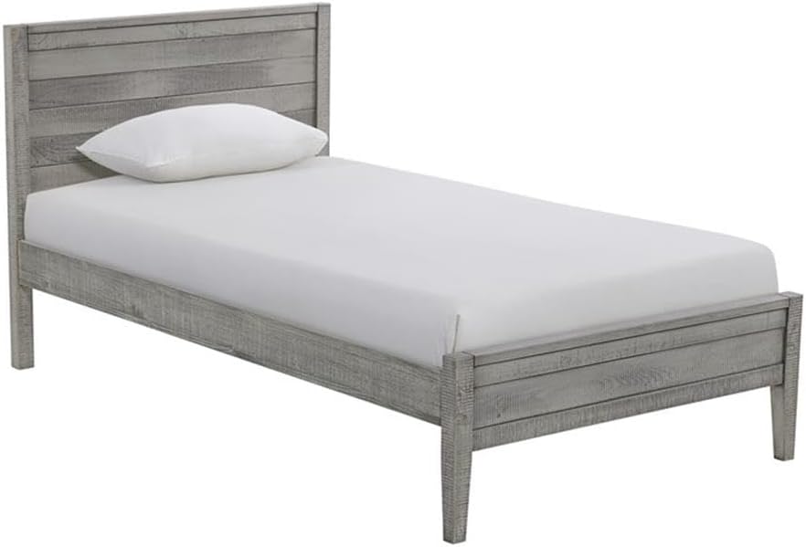 Windsor 3-pc Kids Bedroom Set, Twin Panel Bed, Rustic Gray, Two Matching Nightstands, Pine Wood, Metal Drawer Glides, 42 in. W x 79 in. D x 39 in. H Bed, 22 in. W x 17 in. D x 25 in. H Nightstands