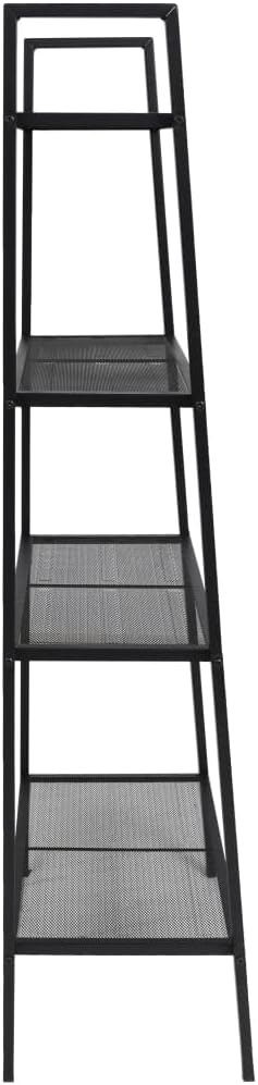 Black Metal Display Shelf, Rectangular Storage Organizer for Books, Plants, Decor, 14.0 x 24.4 x 58.3 in, Matte Finish, Compact Home Storage