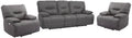 Pemberly Row Contemporary Power Reclining Sofa Set, High-Performance Haze Upholstery, Includes Sofa & 2 Recliners with USB Charger, Wall-Hugger Design, Plush Cushioned Arms, Living Room Furniture