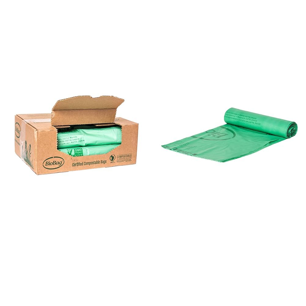 BioBag (USA) The Original Compostable Bag, 64 Gallon, 60 Count, 100% Certified & (USA) The Original Compostable Bag, 23 Gallon, 120 Count, 100% Certified Compostable Trash
