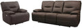 Pemberly Row Contemporary Chocolate Power Reclining Sofa and Chair Set, High-Performance Upholstery, USB Charger, Wall-Hugger Design, 88 in Sofa and 42 in Chair, Living Room Furniture
