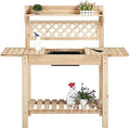 Prov Garden Potting Bench Table w/Sliding Tabletop Workstation w/Removable Sink Outside Patio Furniture Gardening Bench Gardening Table Curved Bench Small Porch Bench