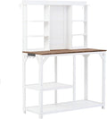 64.6' Large Outdoor Potting Bench, Wood Workstation with 6-Tier Shelves, Tabletop and Side Hook(E)