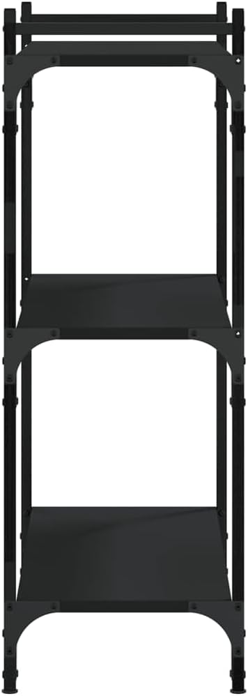 Black Engineered Wood Bookcase, 3-Tier Adjustable Shelves for Living Room, Sturdy Metal Frame Display Storage Unit with Matte Finish, 31.5' Wide
