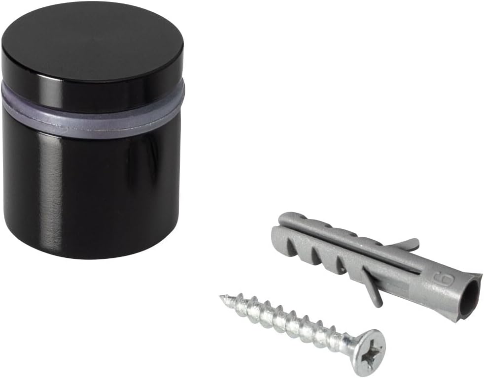 Sign Standoff 1' Diameter x 3/4' Barrel Length Black Aluminum Eco Series Easy Fasten Standoff Pack of 20 by Outwater