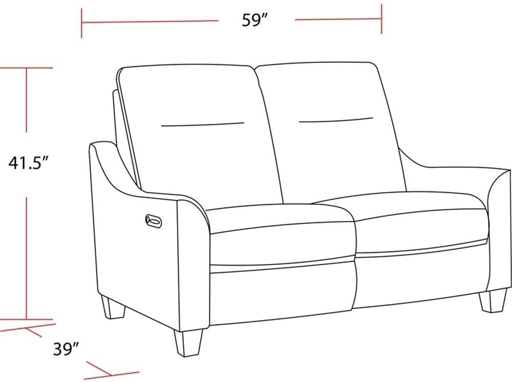 Pemberly Row Pisces Marine Power Reclining Sofa and Loveseat, Upholstered Furniture with Integrated USB Charger, Cordless Design, High-Tech Motor, Plush Foam Cushioning, Home Button, Living Room