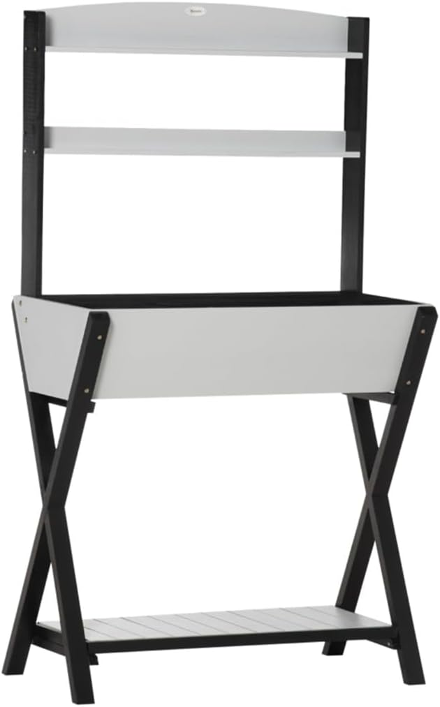 Potting Bench Table Garden Workstation with Hidden Storage Box and Shelves for Outdoor Backyard Gardens