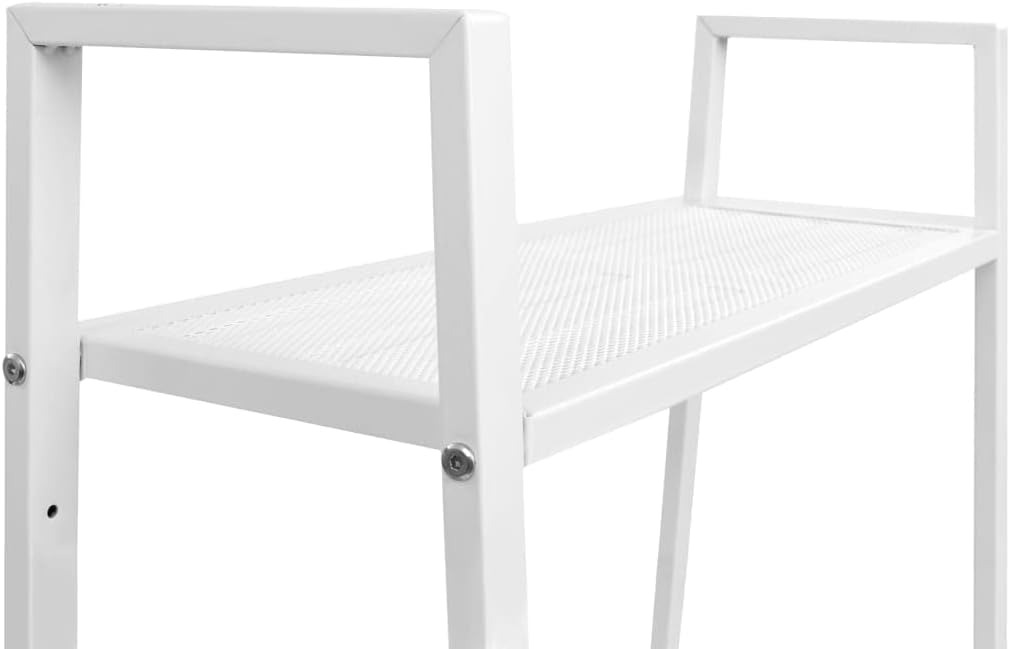 White Metal Steel Display Shelf, 4-Tier Ladder Storage for Books, Plants, Decor, 14x24.4x58.3 in, Matte Finish, Indoor Home Storage