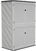 Heavy-Duty Plastic Storage Shed with Floor – Weather-Resistant Outdoor Utility Shed for Garden Tools, Lawn Equipment & Yard Supplies (M-with partitions -White + Plastic)