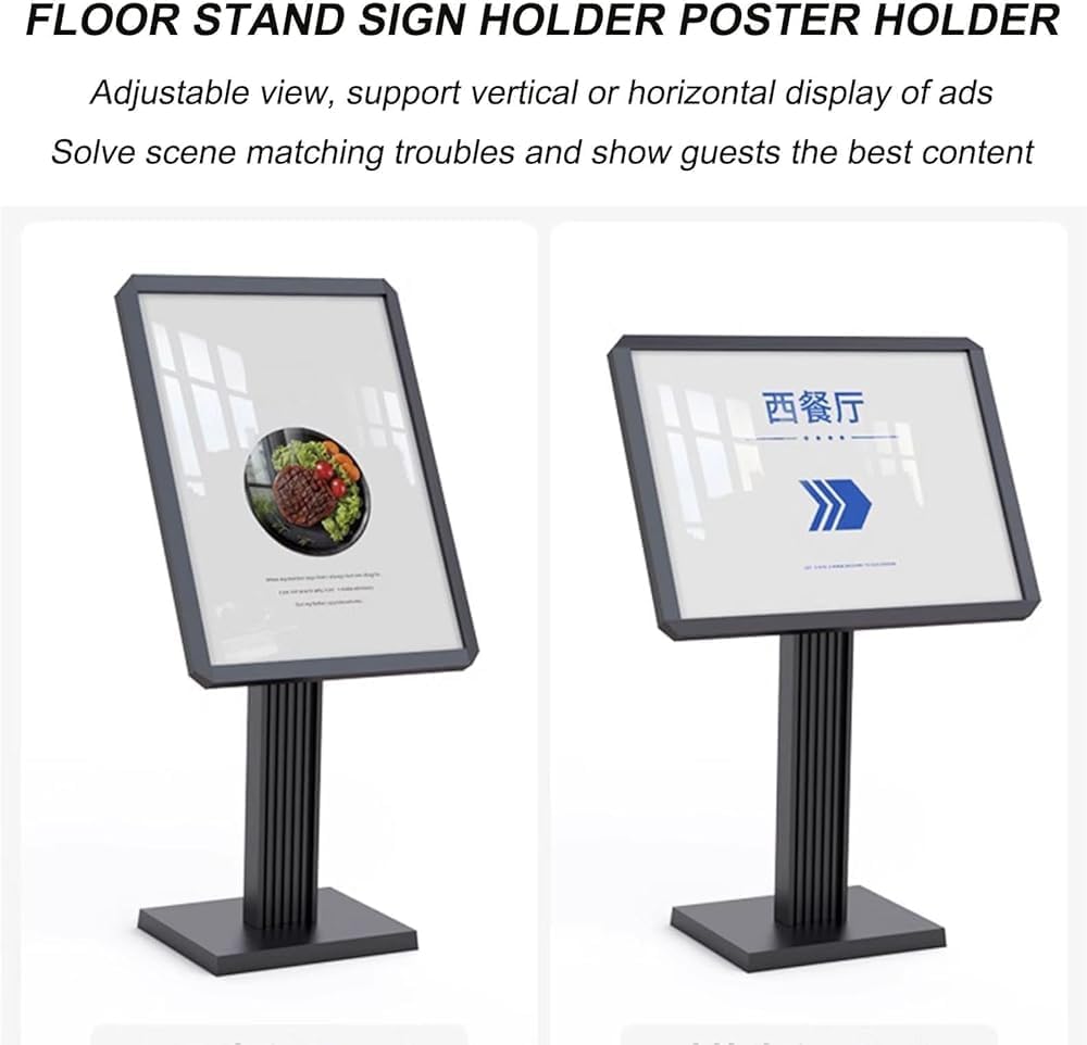 Heavy-Duty Adjustable Poster Sign Stand - Indoor/Outdoor Floor Display Holder for Store & Sidewalk Advertising(Color:Log Color)