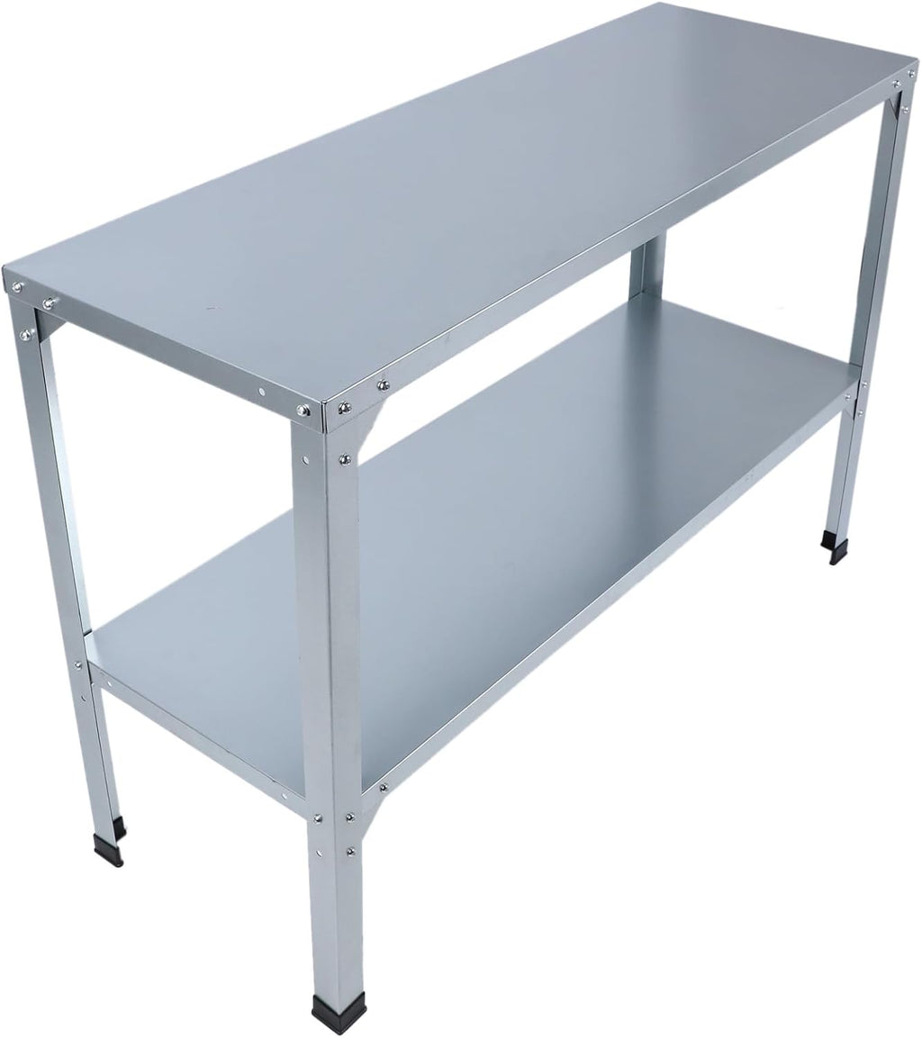 Metal Galvanized Iron Potting Bench Strong Double Layers Greenhouse Table Holds 120KG for Outdoor Gardening Workstation