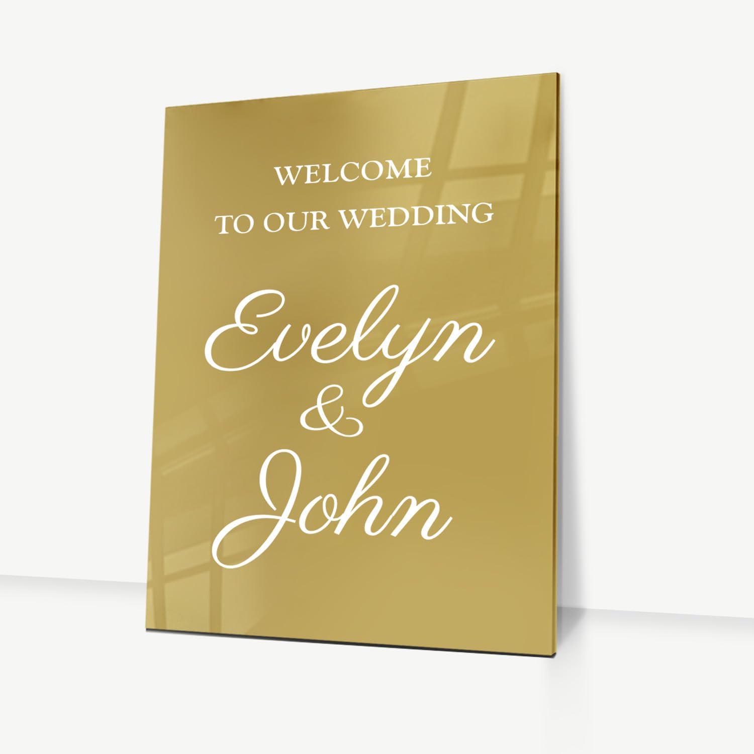 Custom Gold Mirror Acrylic Sign - Personalized Wedding Welcome Sign - Elegant Golden Solution for Weddings, Events, and Decorative Displays - Durable and Stylish for Lasting Impressions - 1/8'