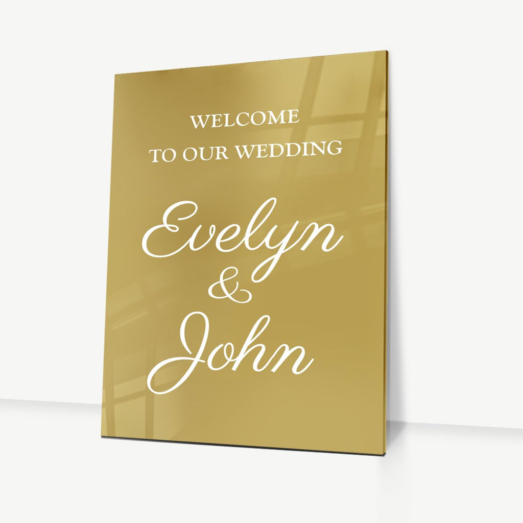 Custom Gold Mirror Acrylic Sign - Personalized Wedding Welcome Sign - Elegant Golden Solution for Weddings, Events, and Decorative Displays - Durable and Stylish for Lasting Impressions - 1/8'