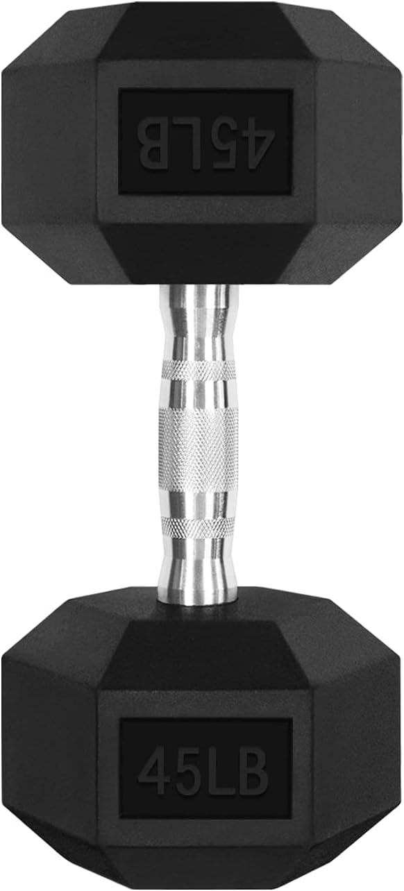 RitFit Rubber Coated Hex Dumbbell Set with Rack, 5-780LB for Home Gym Strength Training, Anti-Slip Knurled Handle, Hexagon Anti-Roll, Heavy-Duty Storage Rack