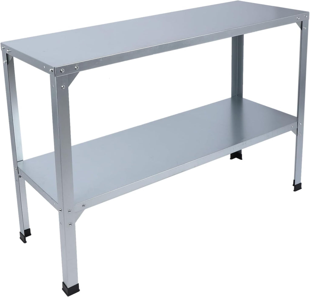 Metal Galvanized Iron Potting Bench Strong Double Layers Greenhouse Table Holds 120KG for Outdoor Gardening Workstation